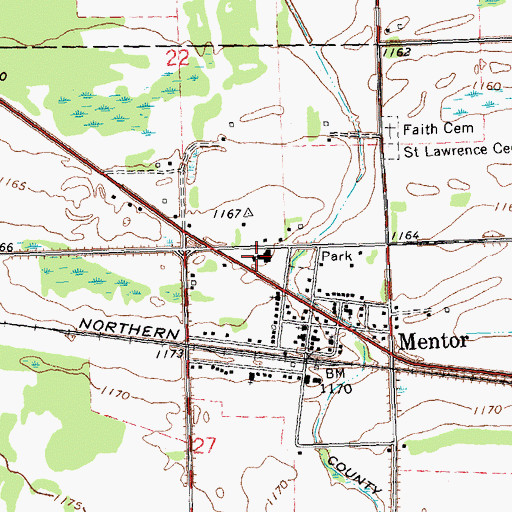 Topographic Map of Mentor Volunteer Fire and Rescue, MN