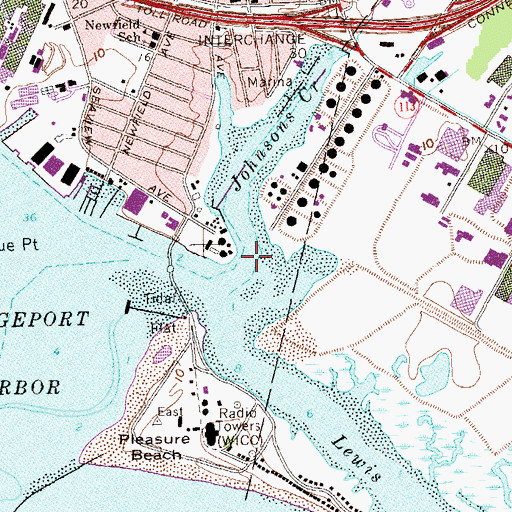 Topographic Map of Johnsons Creek, CT