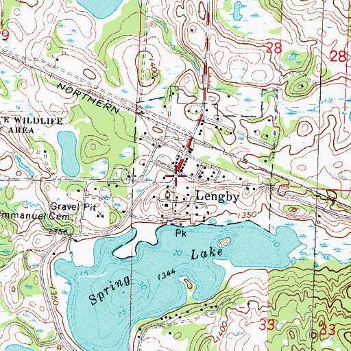 Topographic Map of Lengby Post Office, MN