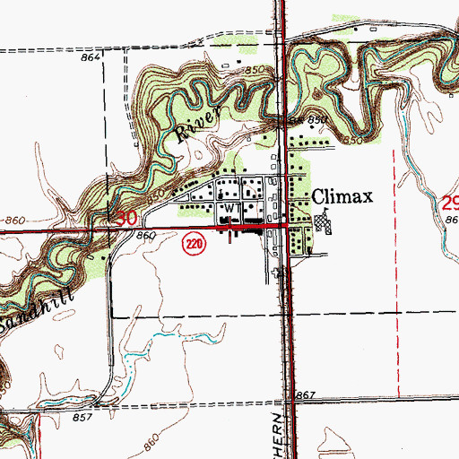 Topographic Map of Climax Post Office, MN