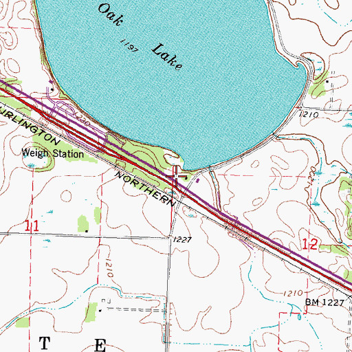 Topographic Map of Oak Lake Rest Area, MN