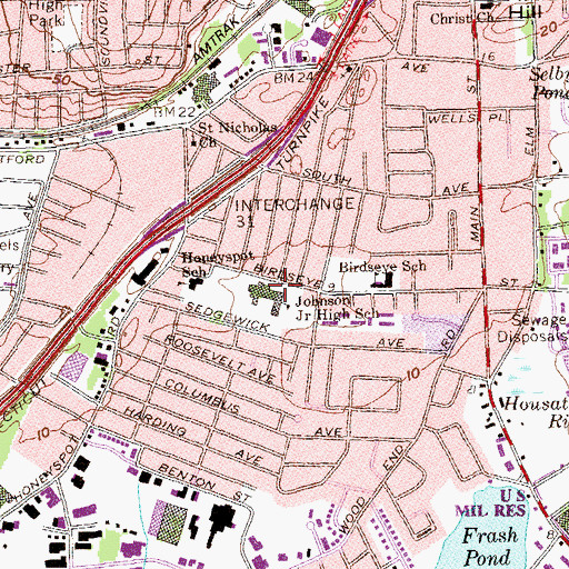 Topographic Map of Johnson Academy, CT