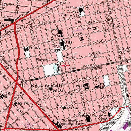 Topographic Map of Marcus Garvey Village, NY