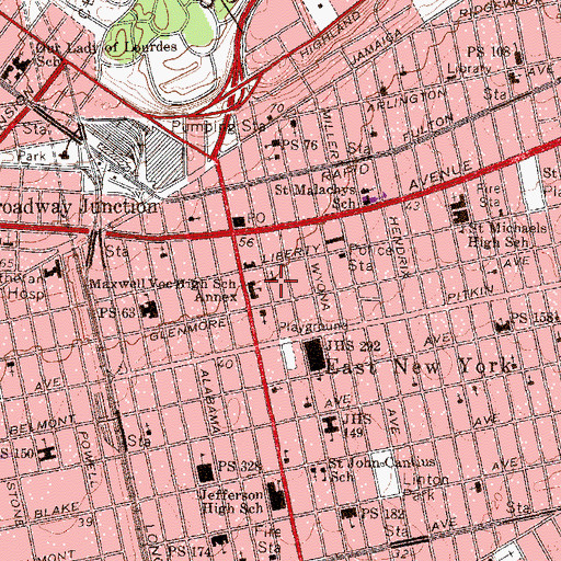 Topographic Map of Deutsche Evangelische Lutherische Sankt Johannes Kirche (historical), NY