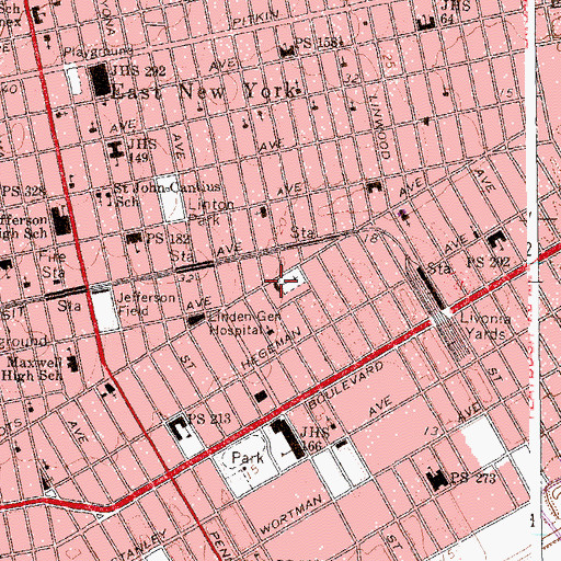 Topographic Map of New Lots Community Church, NY