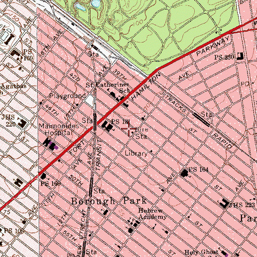 Topographic Map of Bais Yaakov D'Khal Adas Yereim, NY