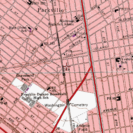 Topographic Map of Bas Melech School for Girls, NY
