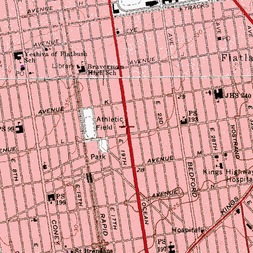 Topographic Map of Be'er Mordechai Elementary School, NY