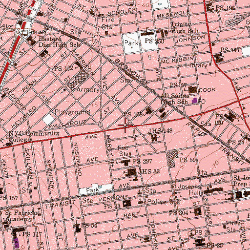 Topographic Map of Beginning With Children Charter School, NY