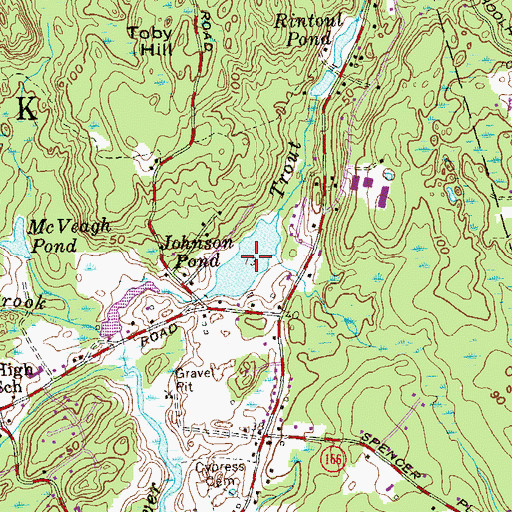 Topographic Map of Johnson Pond, CT