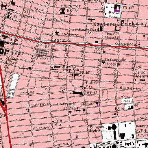 Topographic Map of Beth Rivkah High School, NY