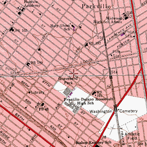 Topographic Map of Bnos Margulia Viznitz, NY