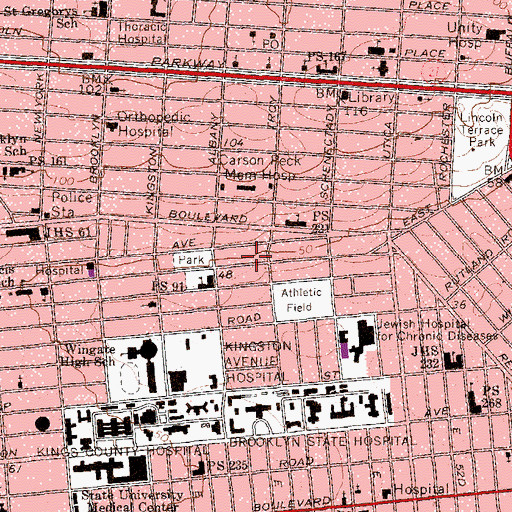 Topographic Map of Bnos Menachem, NY