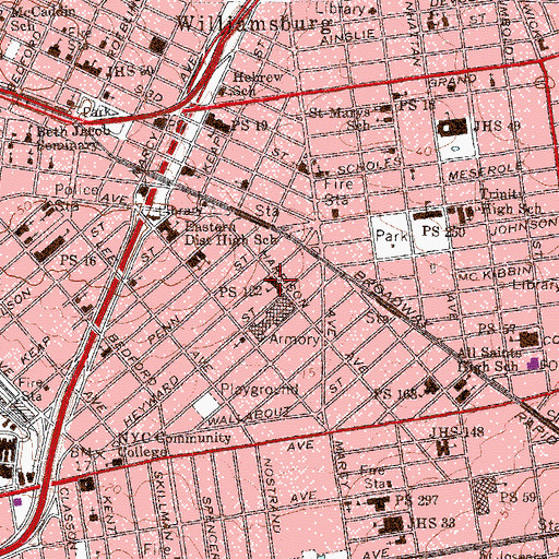 Topographic Map of Bnos Yakov School for Girls, NY