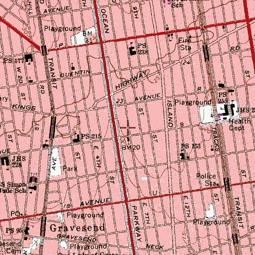 Topographic Map of B'Not Rachel High School for Girls, NY