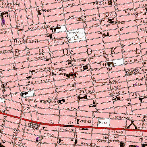Topographic Map of K553 Brooklyn Academy High School, NY