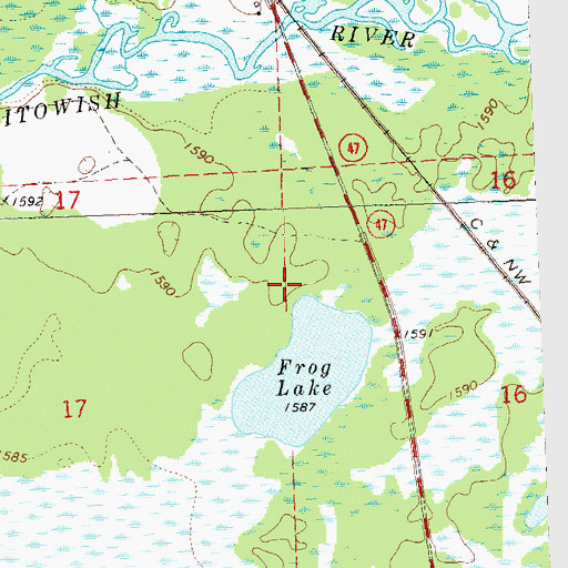 Topographic Map of Frog Lake and Pines State Natural Area, WI