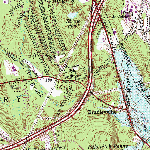 Topographic Map of Johnson School, CT
