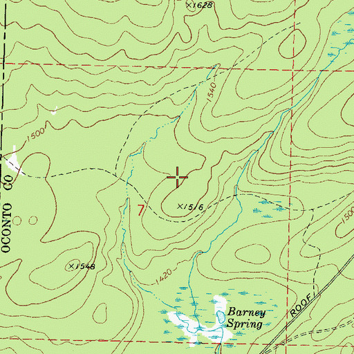 Topographic Map of Barney Creek State Natural Area, WI