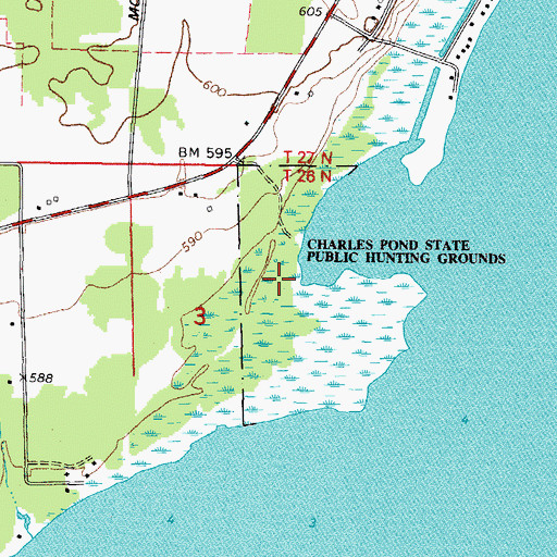 Topographic Map of Charles Pond State Natural Area, WI