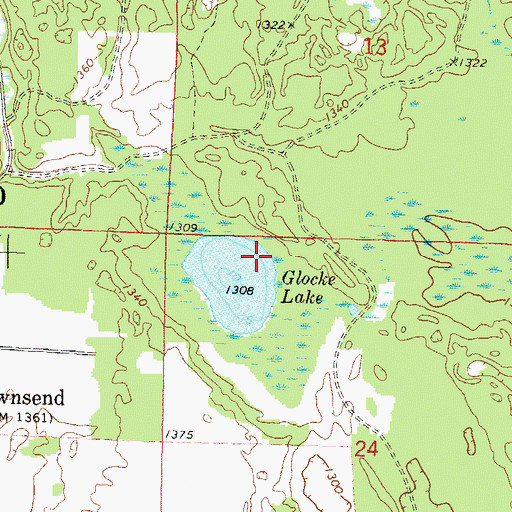 Topographic Map of Glocke Lake State Natural Area, WI