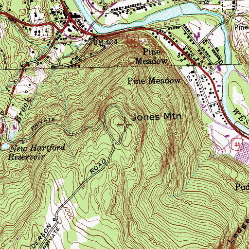 Topographic Map of Jones Mountain, CT