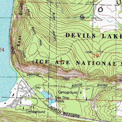 Topographic Map of East Bluff State Natural Area, WI
