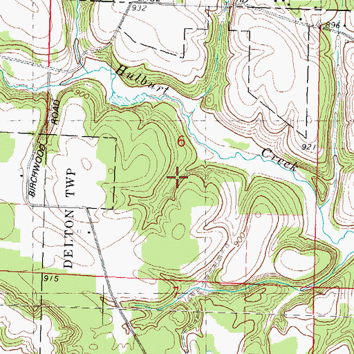 Topographic Map of Hulbert Creek Woods State Natural Area, WI