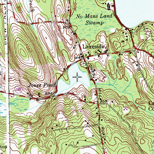 Topographic Map of Jones Pond, CT