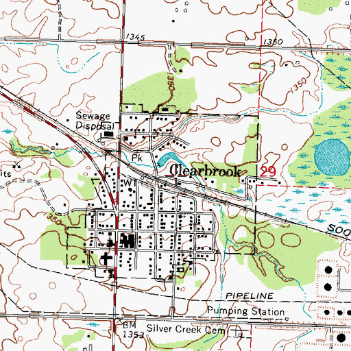 Topographic Map of Clearbrook (historical), MN