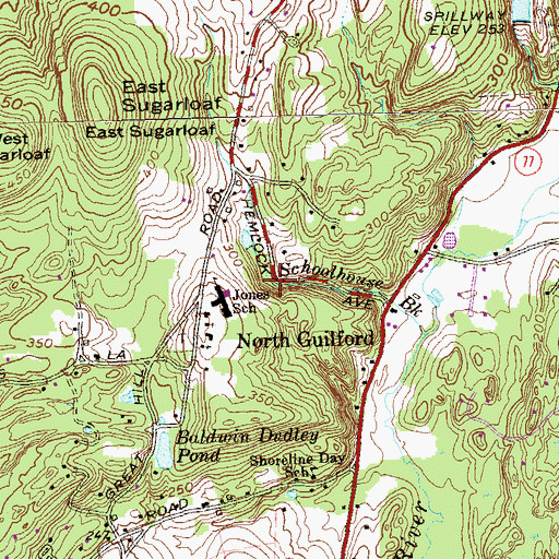 Topographic Map of Jones School, CT