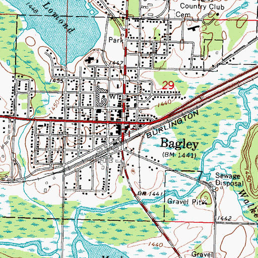 Topographic Map of Bagley Fire Department, MN