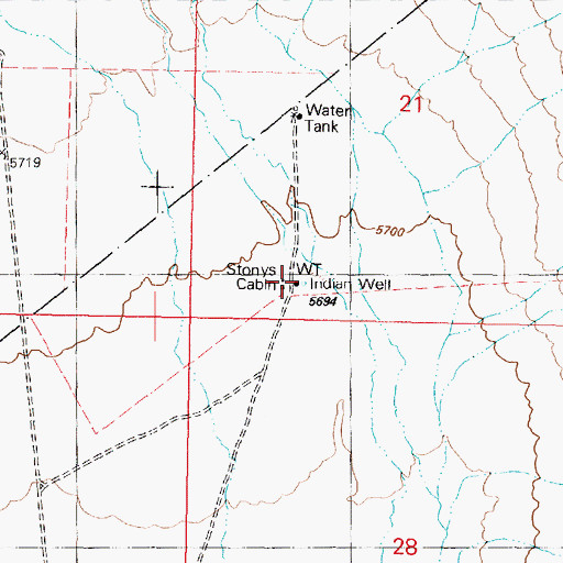 Topographic Map of Indian Well, AZ