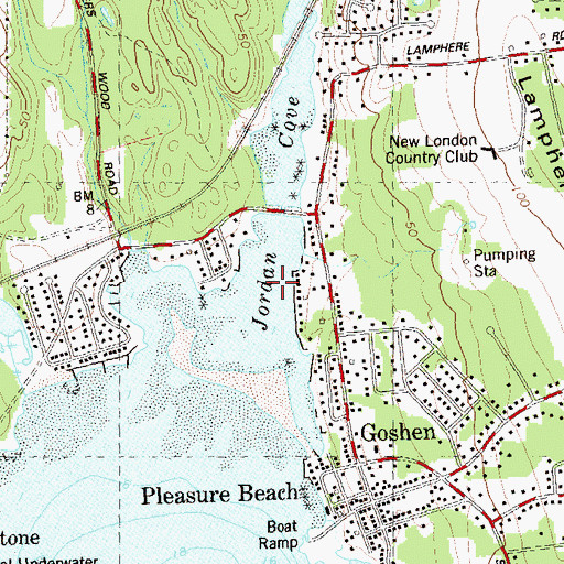 Topographic Map of Jordan Cove, CT