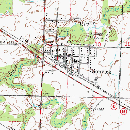Topographic Map of Gonvick Police Department, MN