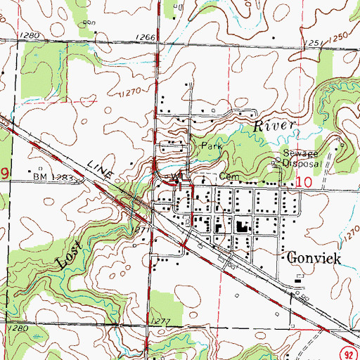 Topographic Map of Gonvick Fire Department, MN