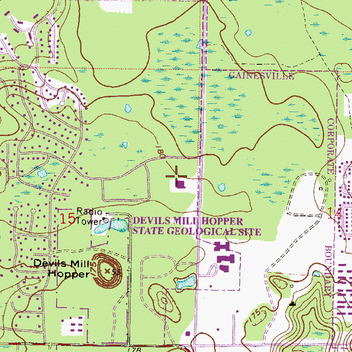 Topographic Map of WCJB-TV - Gainesville, FL