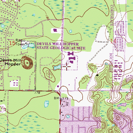 Topographic Map of Gainesville Fire and Rescue Station 7, FL