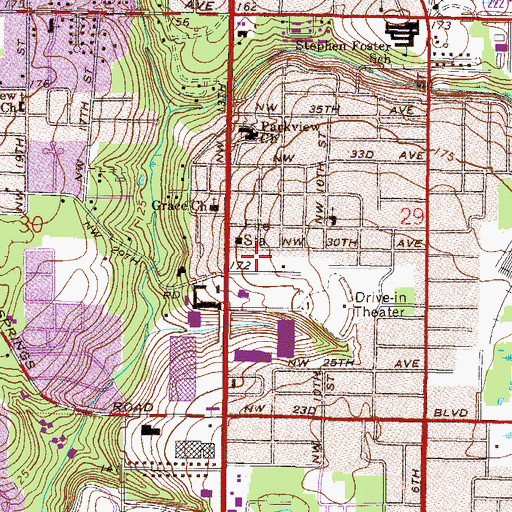 Topographic Map of Mount Pleasant Cemetery, FL