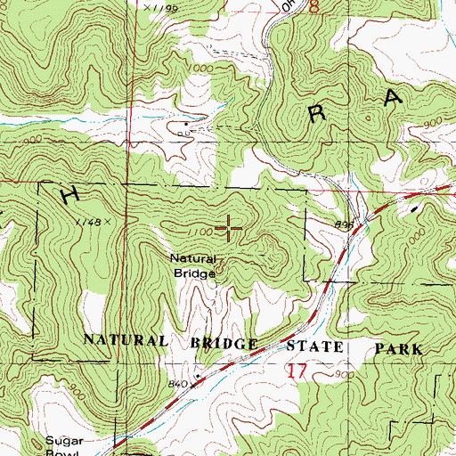 Topographic Map of Natural Bridge and Rockshelter State Natural Area, WI