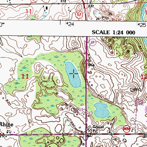 Topographic Map of Rhine Center Bog State Natural Area, WI