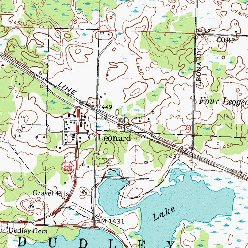 Topographic Map of Leonard (historical), MN
