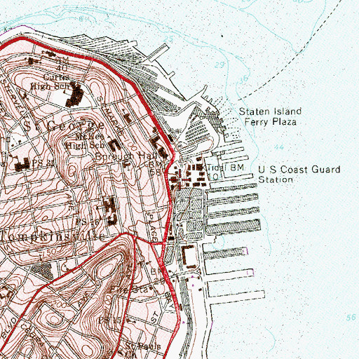 Topographic Map of Saint George Station Staten Island Post Office, NY