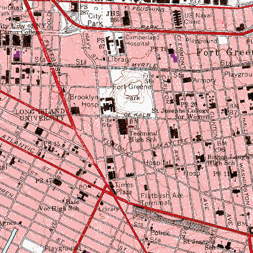 Topographic Map of Brooklyn Technical High School, NY