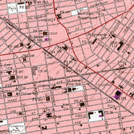 Topographic Map of Brooklyn Temple School, NY
