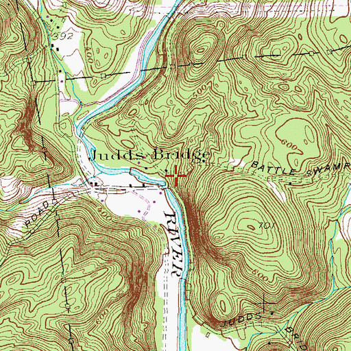 Topographic Map of Judds Bridge, CT