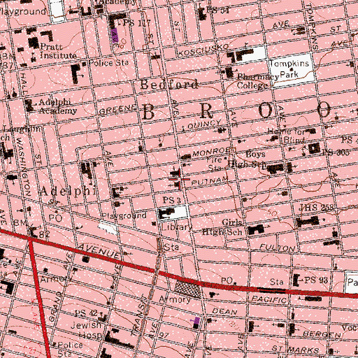 Topographic Map of Clara Muhammad School of Masjid Khal, NY