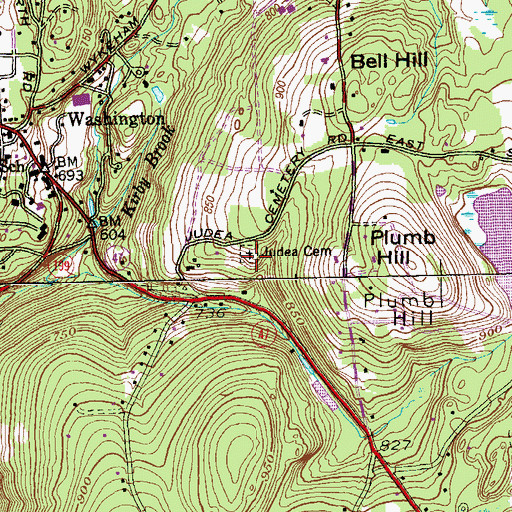 Topographic Map of Judea Cemetery, CT