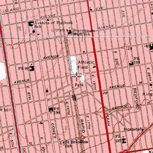 Topographic Map of Edward R Murrow High School, NY