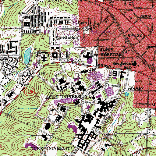 Topographic Map of Edwin L Jones Cancer Research Building, NC